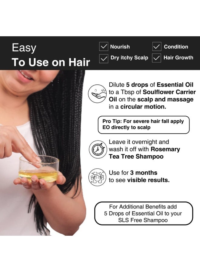 Soulflower Rosemary Essential Oil for Hair Growth, Nourishment, Thick & Strong Hair, Moisturising Skin | Clinically Tested & Ecocert Certified Organic 100% Pure, Natural| Pack of 2 15ml Each - Image 4